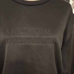 SHEIN Black Crew Neck Sweater with Embroidered Text